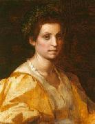 Andrea del Sarto Portrait of a woman in yellow oil on canvas